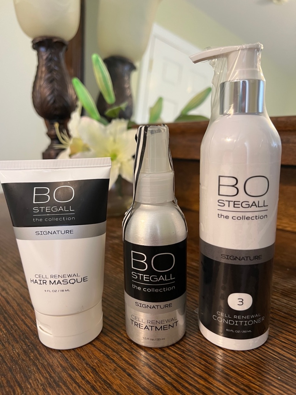 BO STEGALL hair care Cell Renewal treatment, conditioner, and hair masque bundle